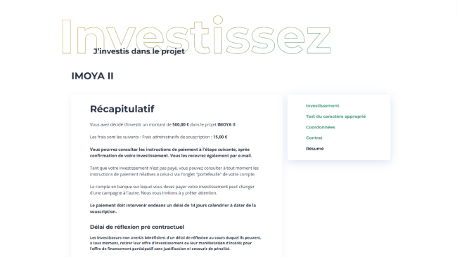 Confirmez votre investissement